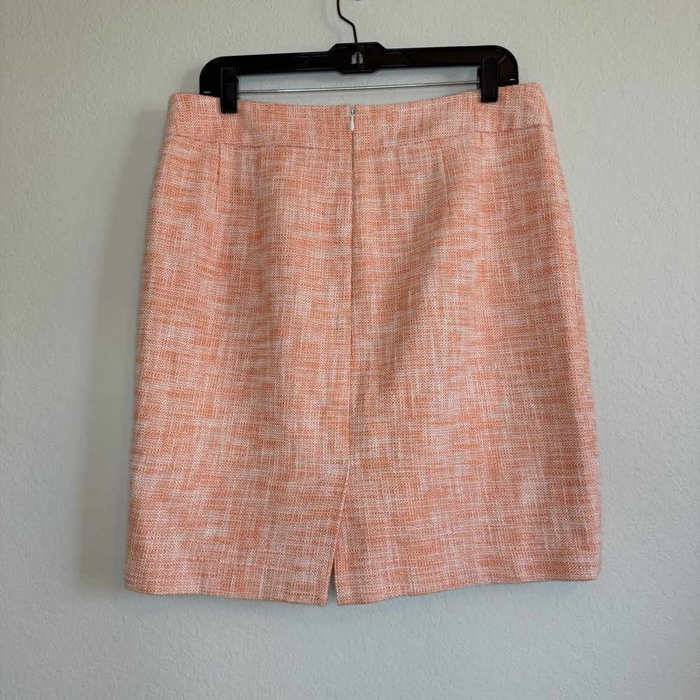 Banana Republic Peach Tweed Tailored Pencil Skirt 100% Cotton - Picture 3 of 9